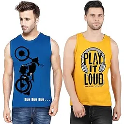hotfits Men Multicolor Stylish Sleeveless Tshirt -Bike-Play-picture-49
