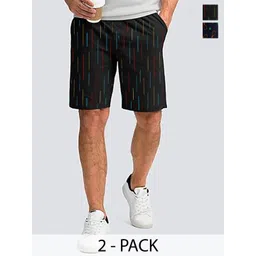 Hotfits Men Pack of 2 Abstract Printed Regular Fit Mid-Rise Cotton Shorts-image-5