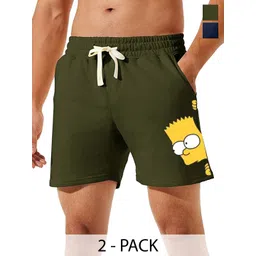 Hotfits Men Pack Of 2 Graphic Printed Cotton Boxer Casual Shorts-image-47