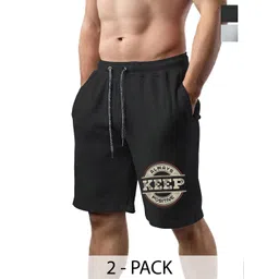 Hotfits Men Pack Of 2 Graphic Printed Cotton Training or Gym Shorts-image-3