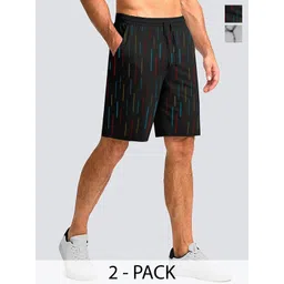 Hotfits Men Pack Of 2 Printed Cotton Training or Gym Shorts-picture-17