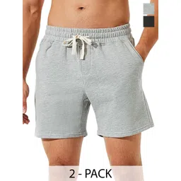 Hotfits Men Pack Of 2 Solid Drawstrings Training or Gym Shorts-image-30
