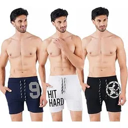 hotfits Men's Black, Grey & Navy Cotton Boxer Shorts-Pack of 3 - Star-hit-9 -S-picture-22
