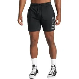 hotfits Men's Black Training Rest Day Cotton Regular Shorts-picture-28