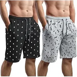 Stylish Men Black & Grey Cotton Shorts-Pack of 2-image-16