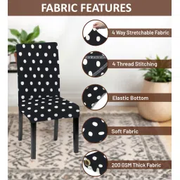 hotkei Black Polycotton Polka Dot 14x18 Inches Chair Covers (2 pieces) image 4