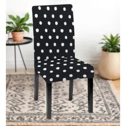 hotkei Black Polycotton Polka Dot 14x18 Inches Chair Covers (4 pieces)-picture-11