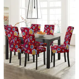 hotkei Red Polycotton Floral 14x18 Inches Chair Covers (Pack of 6)-picture-12