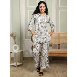 House Of Attire Printed Pure Cotton Collared Neck Tunic With Trousers Co-Ords-picture-37