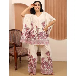House Of Attire Printed Pure Cotton V-Neck Half Sleeves Tunic With Trouser Co-Ords-picture-16