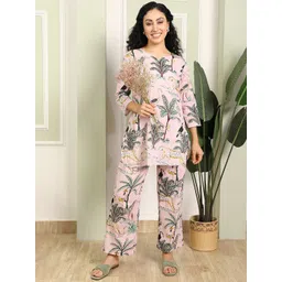 House Of Attire Pure Cotton Printed Round Neck Tunic With Trousers Co-Ords-picture-39