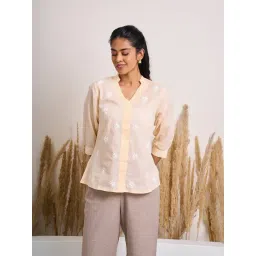 House Of Chikankari Beige Cotton Chikankari Top-picture-40