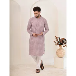 House of Chikankari Geometric Embroidered Mandarin Collar Thread Work Straight Kurta-picture-29