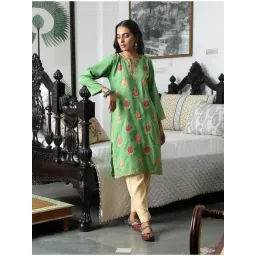 House of Chikankari Green Embroidered Kurta-image-13