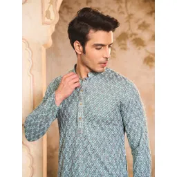 House of Chikankari Men Floral Printed Kurta-image-21