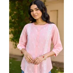 House Of Chikankari Pink Cotton Chikankari Shirt-picture-10