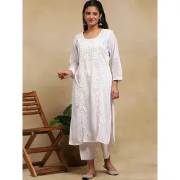 House of Chikankari White Kurta-image-48