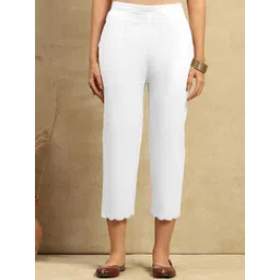 House of Chikankari Women Solid Regular Fit Mid-Rise Trousers-picture-41