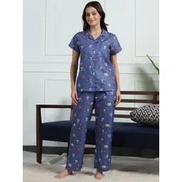 House of Comfort Women Galaxy Printed Shirt & Pyjamas Night suit-picture-40
