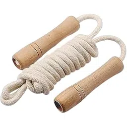 HOUSE OF COMMON Jump Rope Wooden Handle - Adjustable Cotton Braided Fitness Skipping Rope Kids Skipping Rope (Length: 275 cm)-picture-11