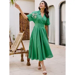 HOUSE OF FETT Greenwich Embrodiered Fit & Flare Midi Dress-picture-26