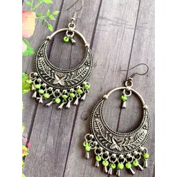 House Of Handmade Crescent Shaped Oxidised Drop Earrings-picture-32
