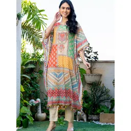 HOUSE OF JAMOTI Dazzling Floral Printed Kaftan Kurta with Trousers-image-0