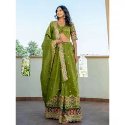 HOUSE OF JAMOTI Embroidered Sequinned Ready to Wear Lehenga & Blouse With Dupatta-image-36
