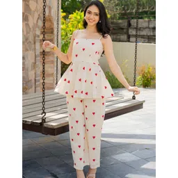 HOUSE OF JAMOTI Printed Linen Shoulder Straps Top With Trousers-image-39