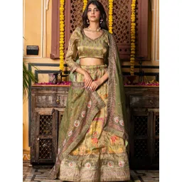 HOUSE OF JAMOTI Printed Ready To Wear Tissue Lehenga & Blouse With Dupatta-image-32