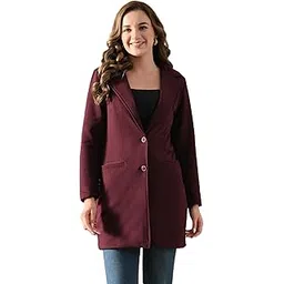 house of jangid Women's Fleece Winter Overcoat | Lapel Collar Full Sleeve,Button Closure with Pockets Coat For Office,Casual Wear-picture-10