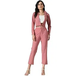 house of jangid Women's Lyocell Casual Solid Full Sleeve Collared Top and Pant Set with Blazer | Western Set for Women-picture-18