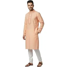 House of Kashi Men's Cotton Regular Fit Casual Mandarin Collar Chikankari Long Kurta | Only Kurta-picture-34