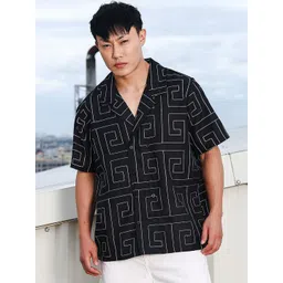 House of Koala Men Relaxed Oversized Fit Geometric Printed Cotton Casual Shirt-picture-15