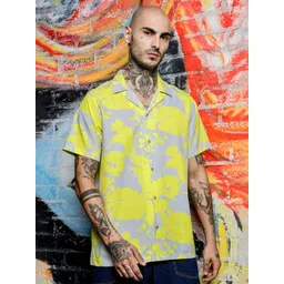 House of Koala Unisex Original Oversized Fit Cuban Collar Abstract Printed Casual Shirt-picture-19