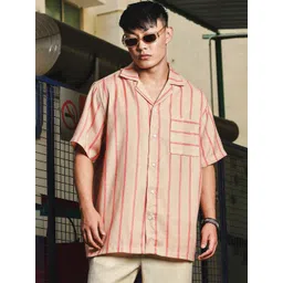 House of Koala Unisex Original Relaxed Fit Vertical Striped Linen Casual Shirt-picture-32