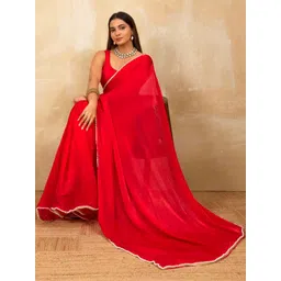 HOUSE OF MIRA Satin Fusion Solid Silk Saree with Unstitched Blouse-picture-16