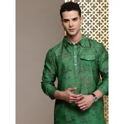 House of Pataudi Animal Graphic Printed Jashn Kurta-picture-37