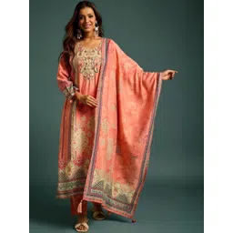 house of pataudi Anouk Women Floral Embroidered Regular Thread Work Kurta with Trousers & With Dupatta-picture-25