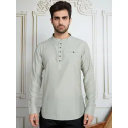 House of Pataudi Button Detail Short Kurta-image-0