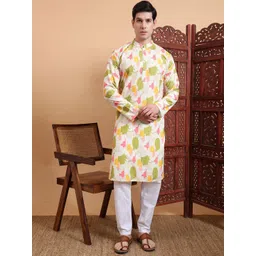 House of Pataudi Chikankari Embroidered Cotton Straight Kurta-image-21