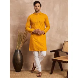 House of Pataudi Embroidered Pure Cotton Straight Kurtas-picture-22