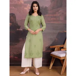 House of Pataudi Embroidered Straight Kurtas-picture-26