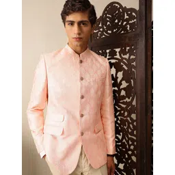 House of Pataudi Ethnic Motifs Embroidered Mandarin Collar Jashn Ethnic Blazer-picture-34