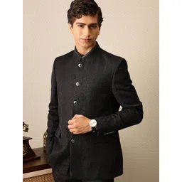 House of Pataudi Ethnic Motifs Embroidered Mandarin Collar Jashn Ethnic Blazer-picture-35