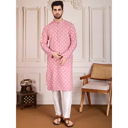 House of Pataudi Ethnic Motifs Printed Mandarin Collar Collar Straight Kurta-picture-39