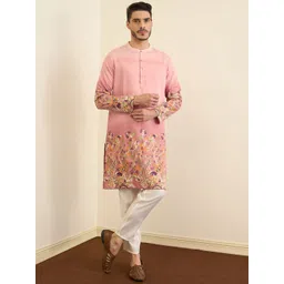 House of Pataudi Ethnic Motifs Printed Mandarin Collar Straight Kurta-picture-29