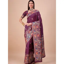 House of Pataudi Ethnic Motifs Woven Design Banarasi Saree With Unstitched Blouse Piece-picture-10