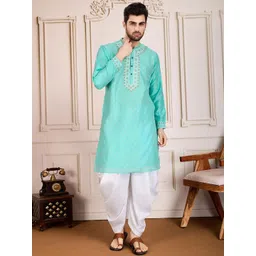 House of Pataudi Floral Embroidered Mandarin Collar Zari Work Straight Kurta-picture-13