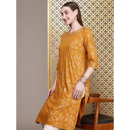 House of Pataudi Floral Printed Thread Work Detail Jashn Kurta-picture-23